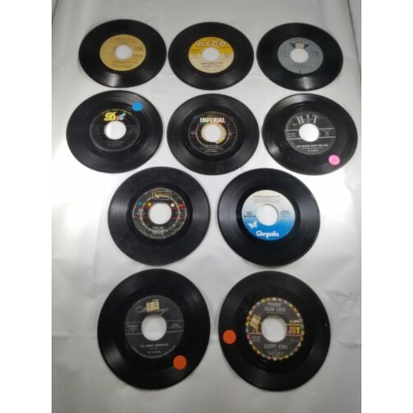 10 Lot Vintage 45 RPM Records Pat Benatar Platters George Jones Fats Domino + - Picture 1 of 12